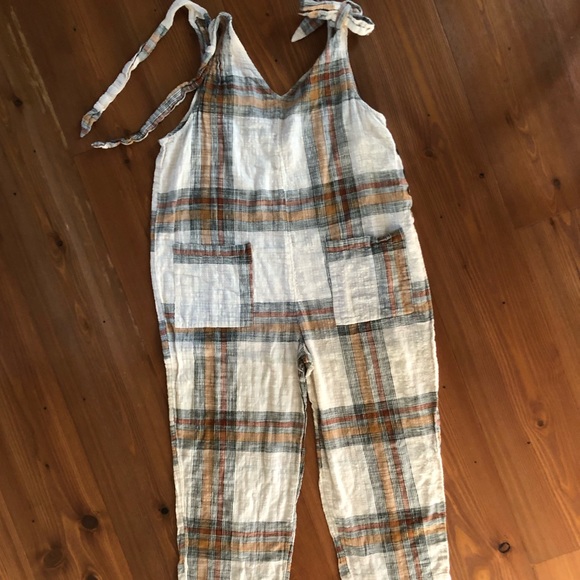 Free People Pants - Free People Plaid Side Button Romper